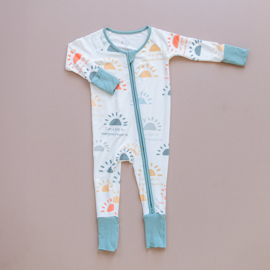 Luna Luz Two-Way Zip Romper Pajama in Light to All Color