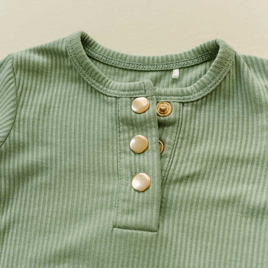 Luna Luz Fern Jogger Set - Long-Sleeve Onesie Snaps