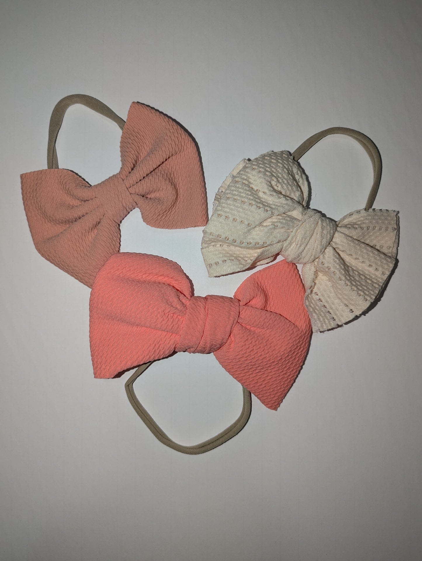 3-Pack Bows - Salmon/Pink/White