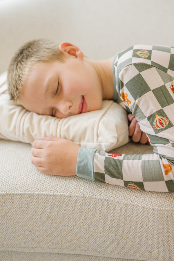 Children's Bamboo Christmas Pajamas - Checkerboard