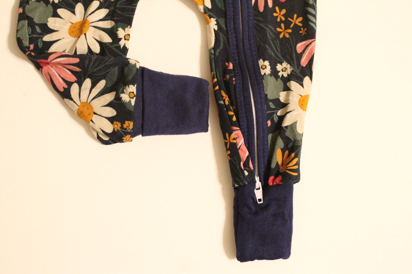 Navy Daisy Pajama Romper