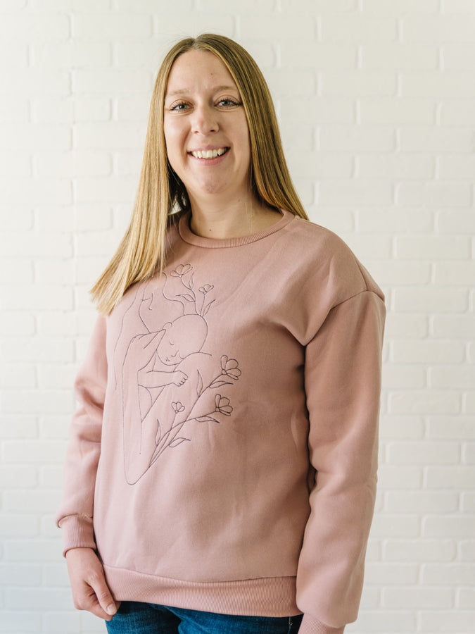 Mom and Baby Line Art Sweater - Pink