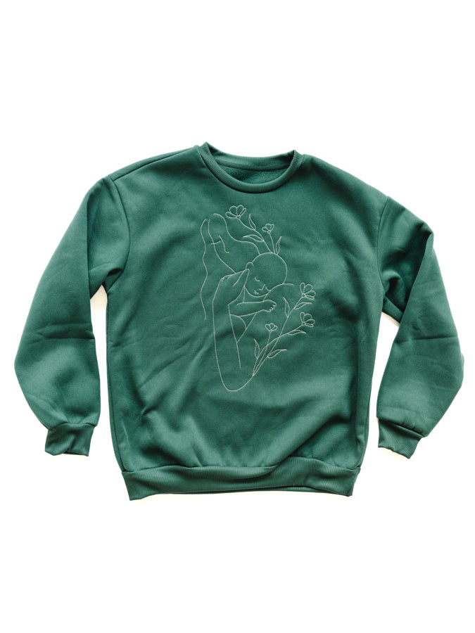 Mom and Baby Line Art Sweater - Green