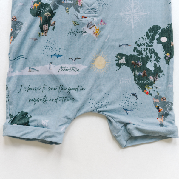 Good in the World Shorts Romper - Affirmation Print by Luna Luz