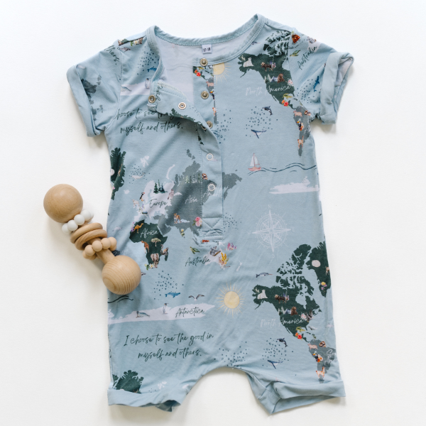 Good in the World Shorts Romper - Affirmation Print by Luna Luz