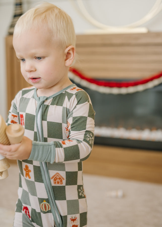 Baby and Toddler Christmas Pajamas - Checkerboard