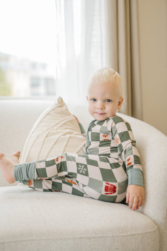 Baby and Toddler Christmas Pajamas - Checkerboard